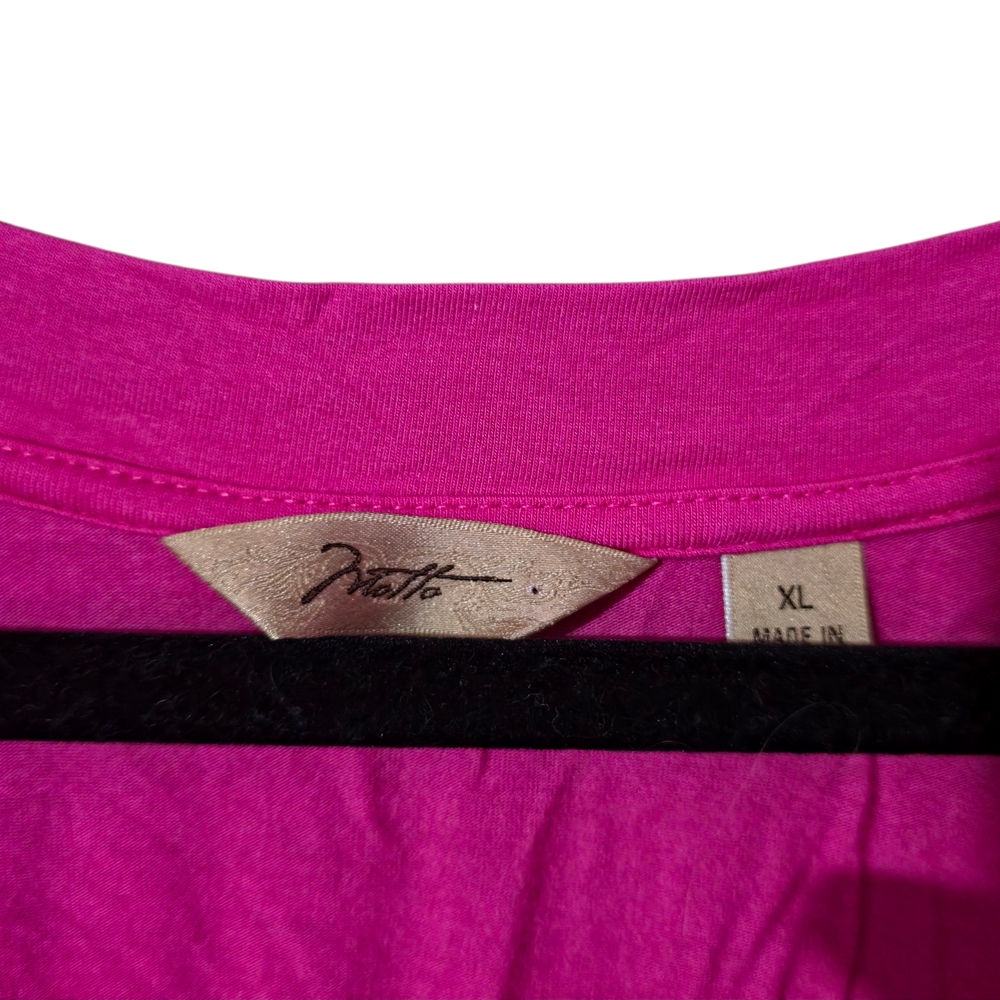 Motto Fuchsia Pink V-Neck Long Sleeve Top XL Soft Flowy Stretch Casual Tee - Picture 6 of 6